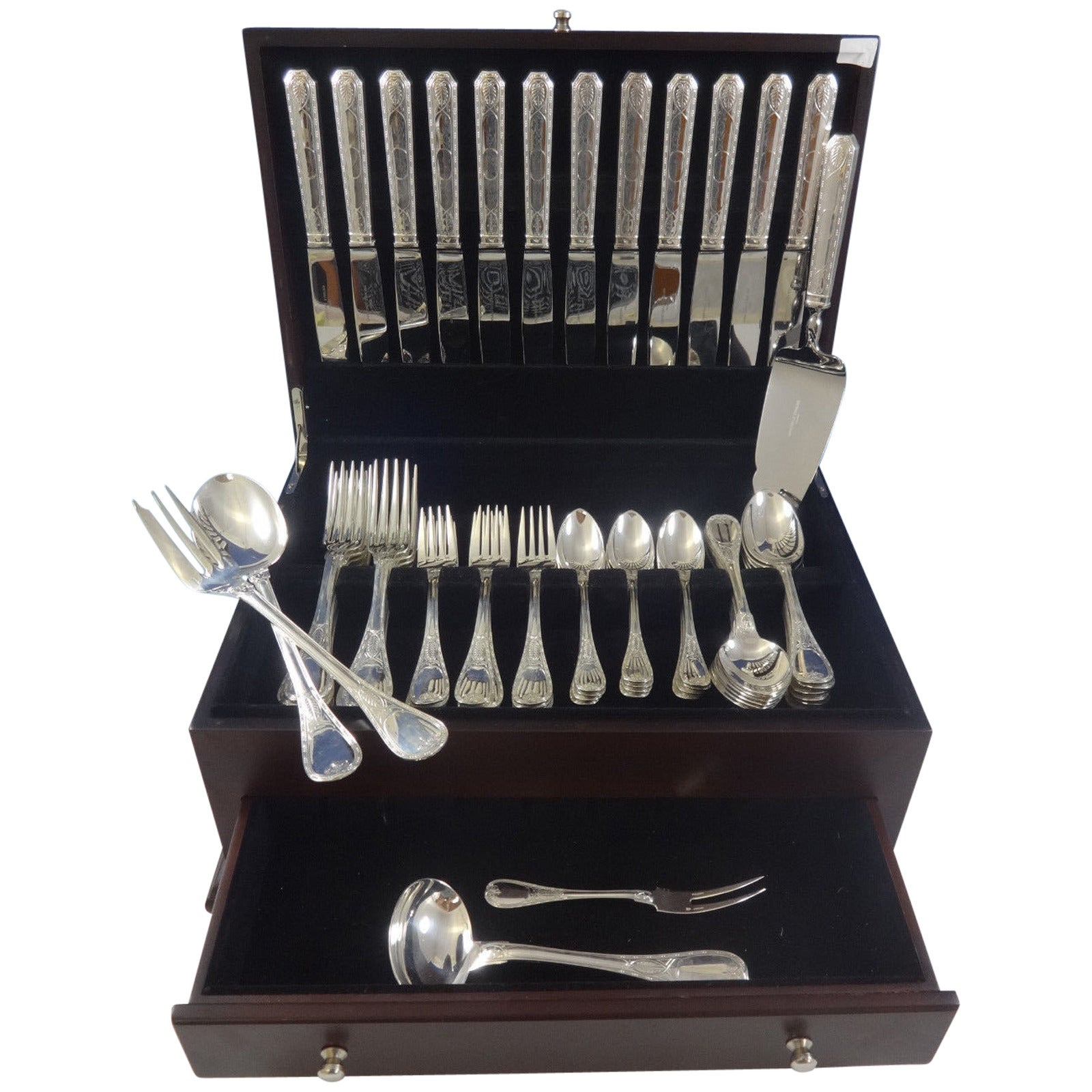 Brienne by Christofle Sterling Silver Flatware Service for 12 Set Dinner 64 Pcs