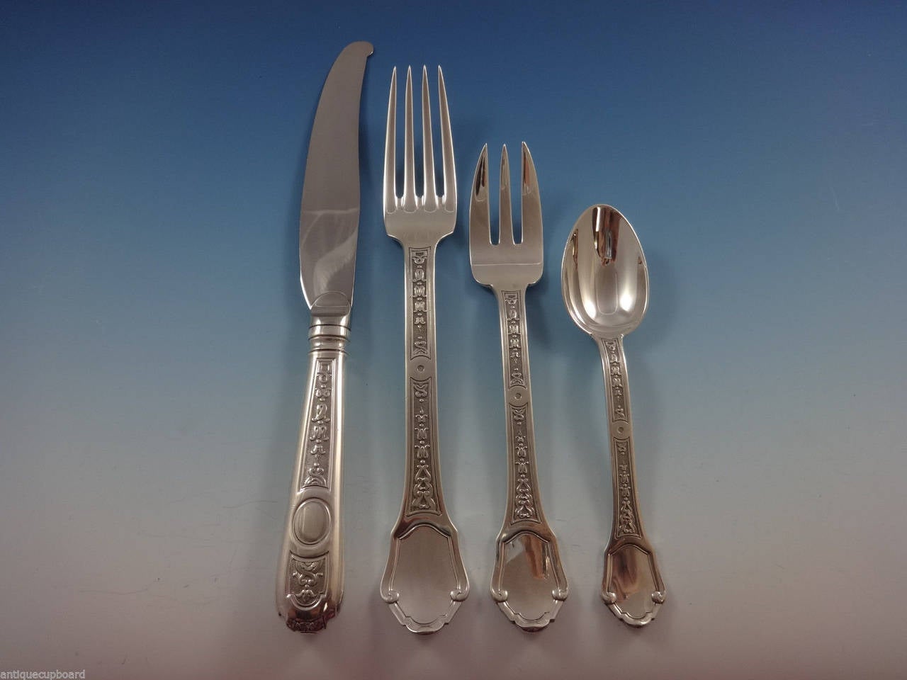 Art Deco Versailles by Tetard Freres Sterling Silver Flatware Set Service French 70 Pcs