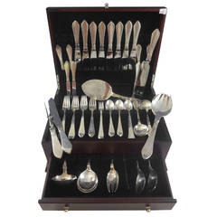 Antique Continental by Georg Jensen Sterling Silver Flatware Set for 8 Service 76 Pieces