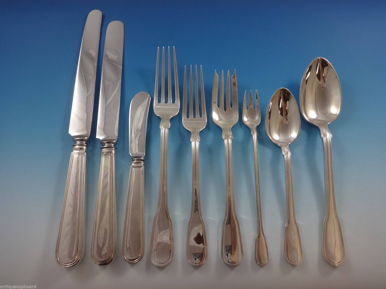 Hamilton by Tiffany & Co. Sterling Silver Flatware Set Service 12 Dinner 111 Pcs In Excellent Condition In Big Bend, WI