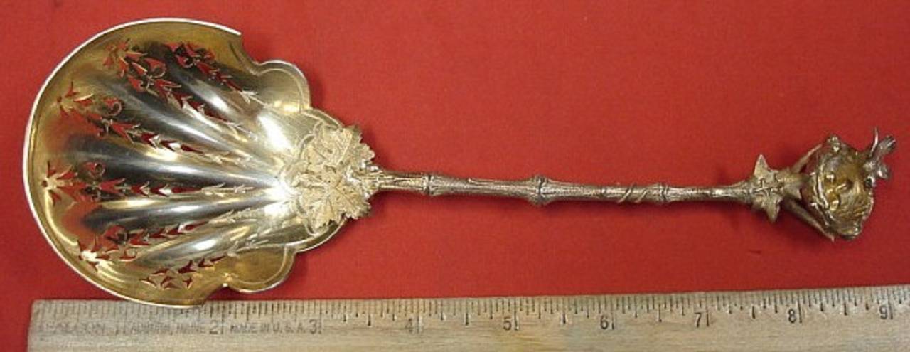 Mid-19th Century Birds Nest by Gorham Sterling Silver Pea Spoon Pierced Figural