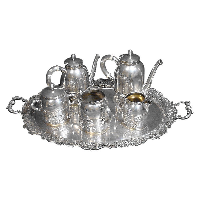 Figural Sterling Silver Gorham Tea Set with Tray Museum Quality