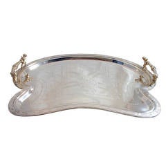 Antique Figural silverplated Butler Tray with Cherubs Circa 1880's