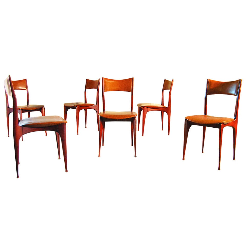 Very Rare Cassina Chairs Design Attributed to Carlo de Carli