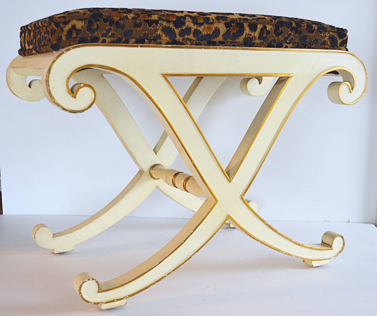 Hollywood Regency "X" Bench
