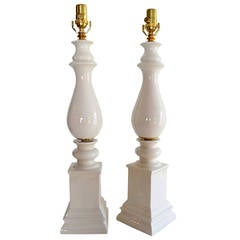Pair of Blanc de Chine Baluster Form Table Lamps
