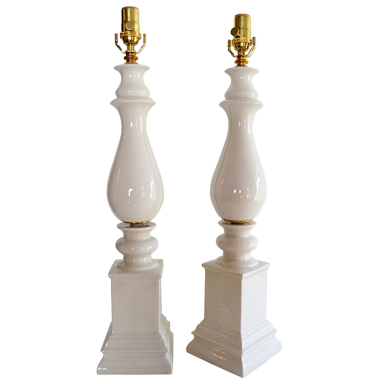 Pair of Blanc de Chine Baluster Form Table Lamps For Sale