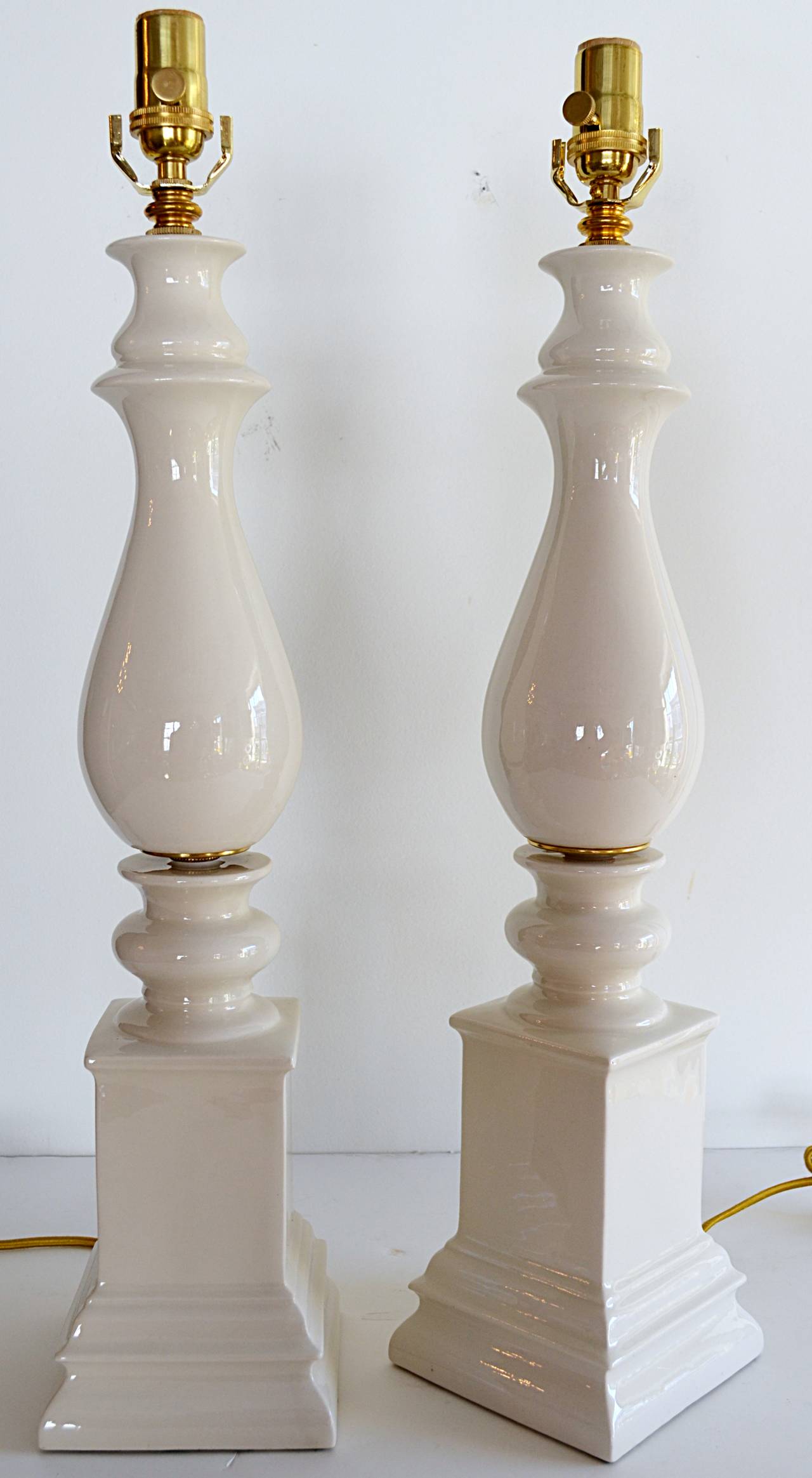 Pair of Blanc de Chine Baluster Form Table Lamps