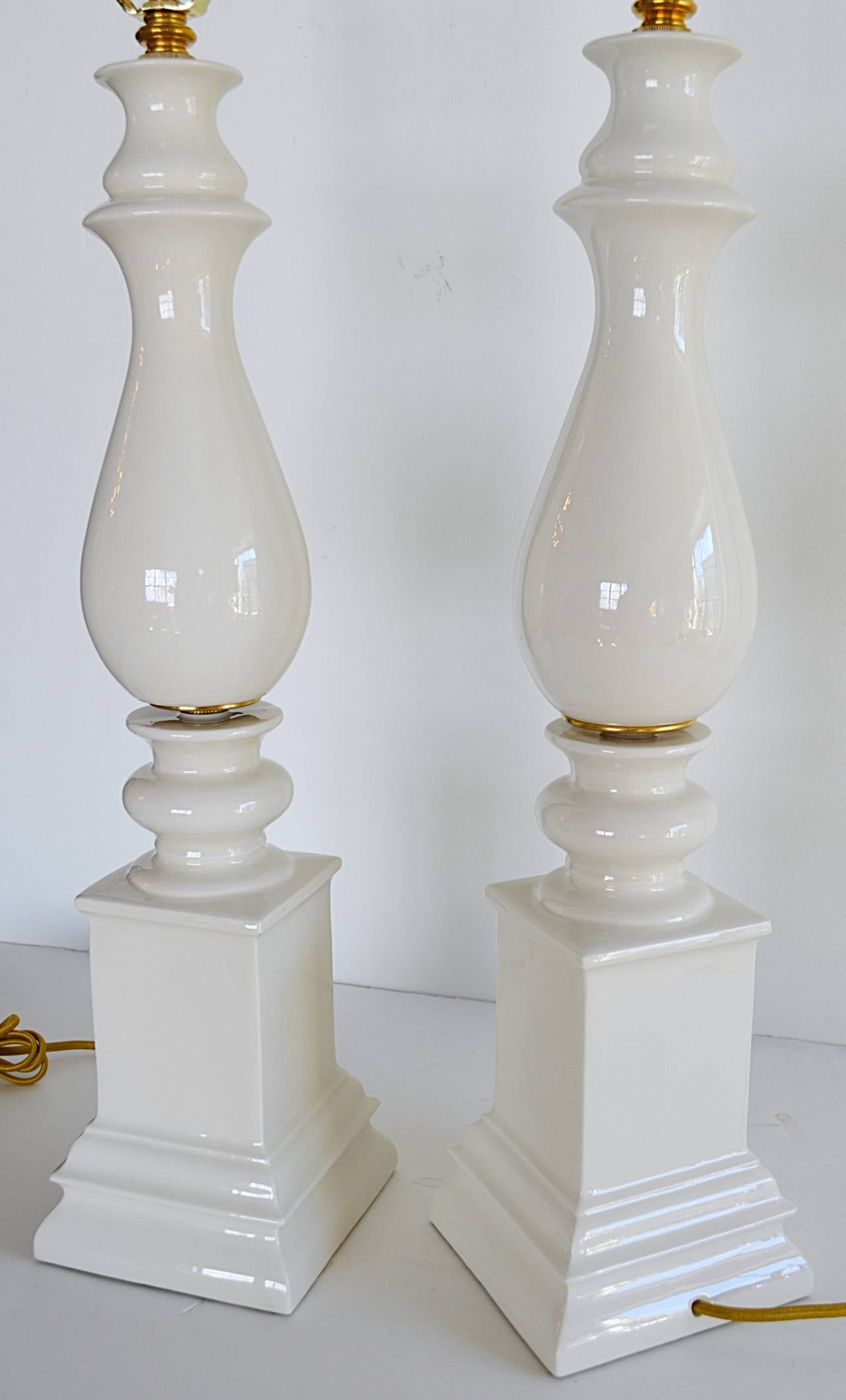 Pair of Blanc de Chine Baluster Form Table Lamps For Sale 2