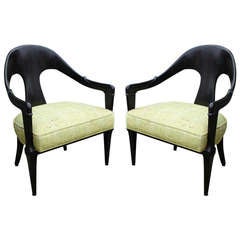 Pair of Mid Century Spoon Back Armchairs
