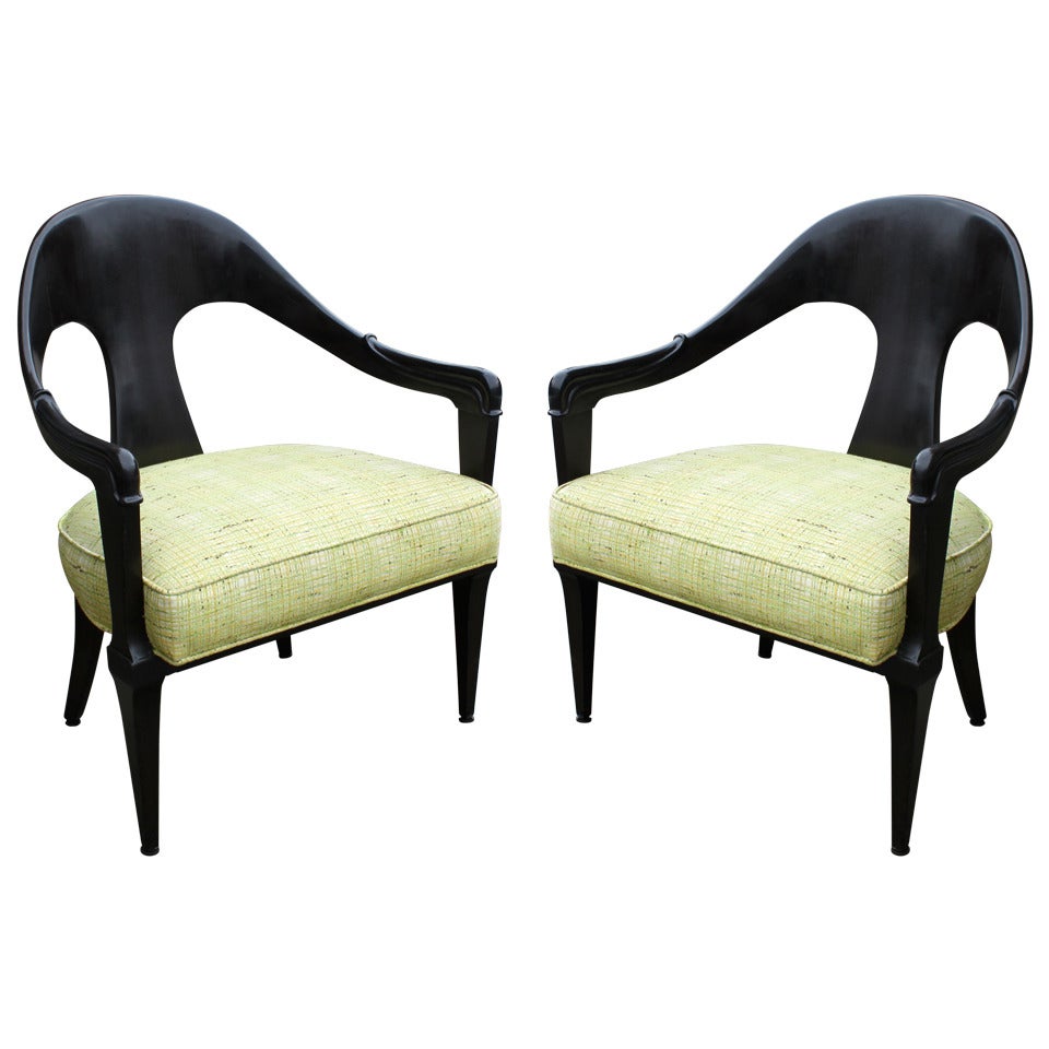 Pair of Mid Century Spoon Back Armchairs