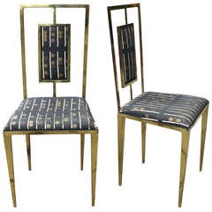 Vintage Pair of Brass Side Chairs