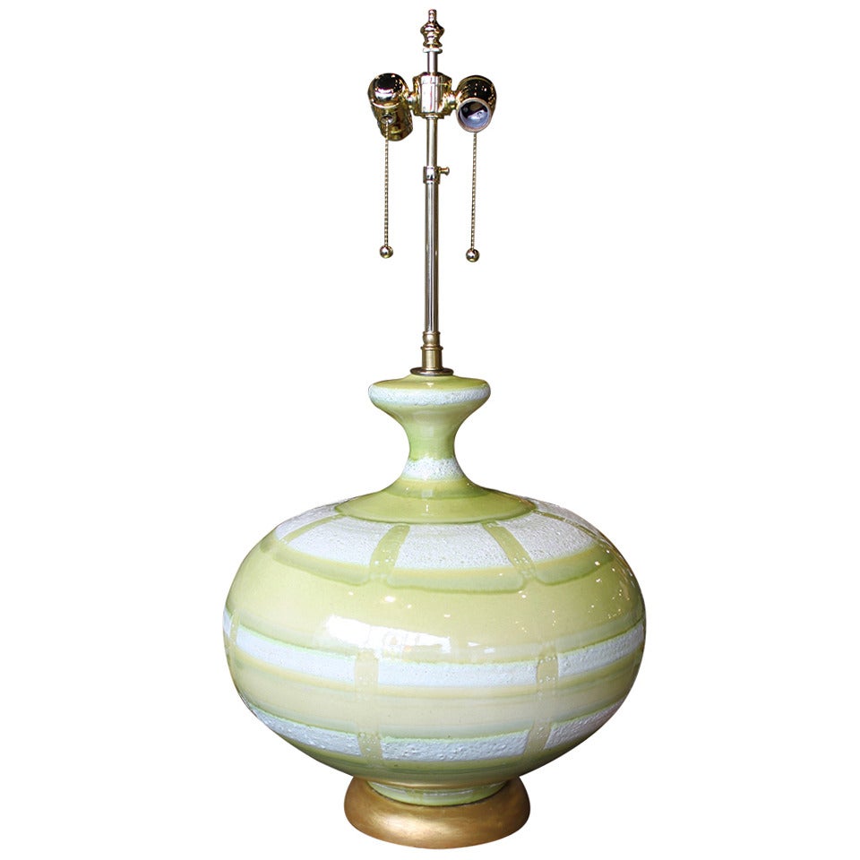 Large Hand Thrown Ceramic Table Lamp For Sale