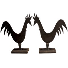 Pair of Midcentury Rooster Silhouettes