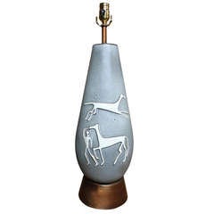 Retro Ceramic Lamp with Man and Horses