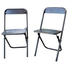 Set of Eight French Steel Folding Chairs