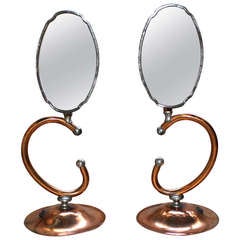 Antique Pair of Copper Table Sconces