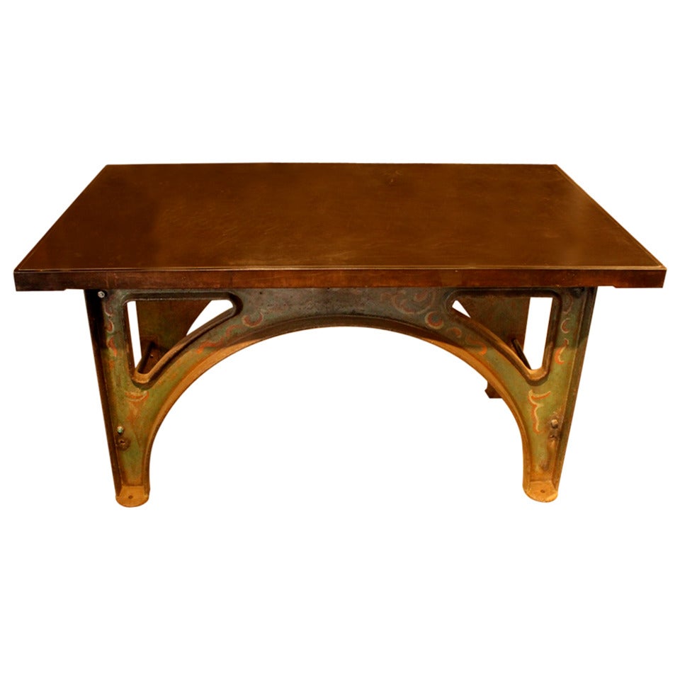 Steel and Cast Iron Industrial Work Table For Sale
