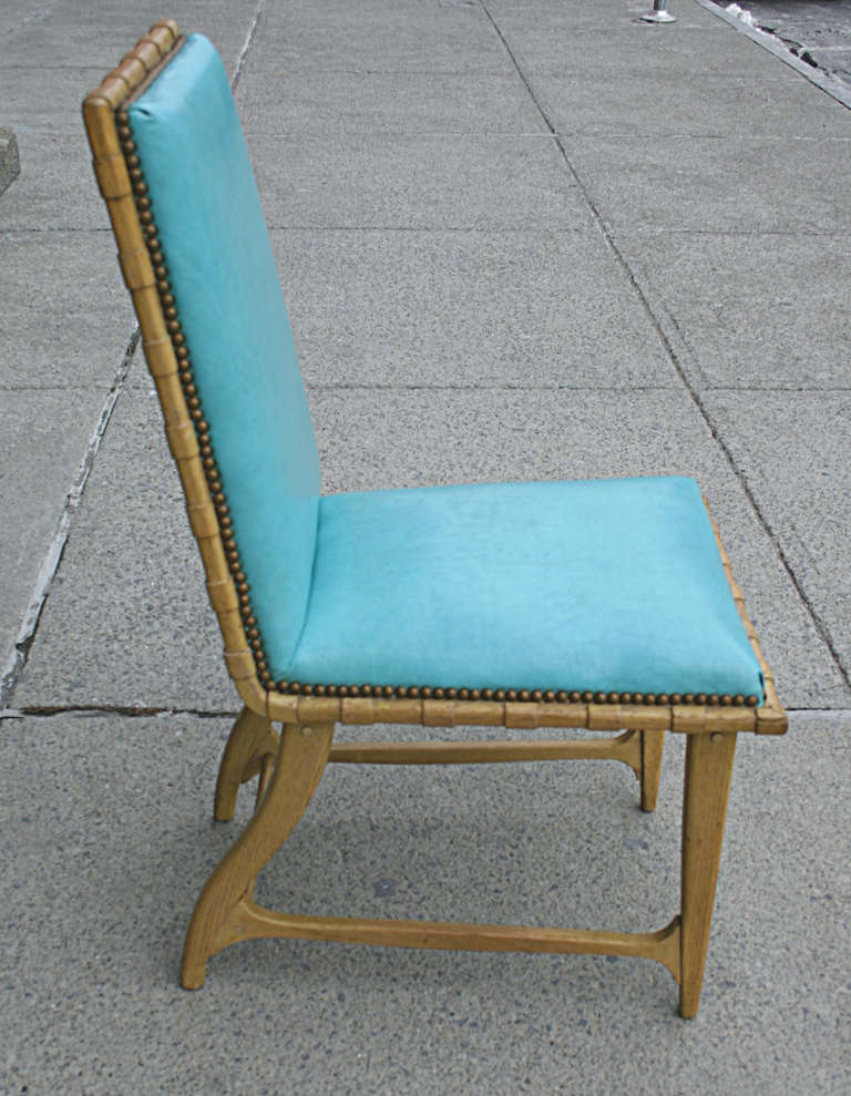 Mid-Century Modern 4 Limed Oak Dining Side Chairs Harold Schwartz for Romweber