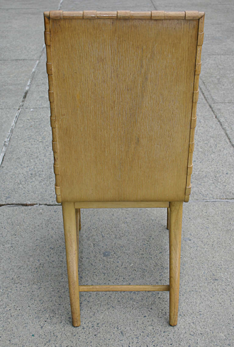4 Limed Oak Dining Side Chairs Harold Schwartz for Romweber In Good Condition In Hudson, NY