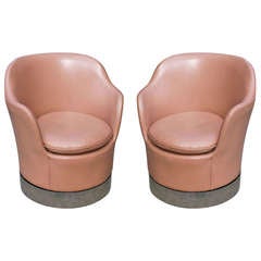 Vintage Pair of Leather Swivel Chairs by Phillip Enfield