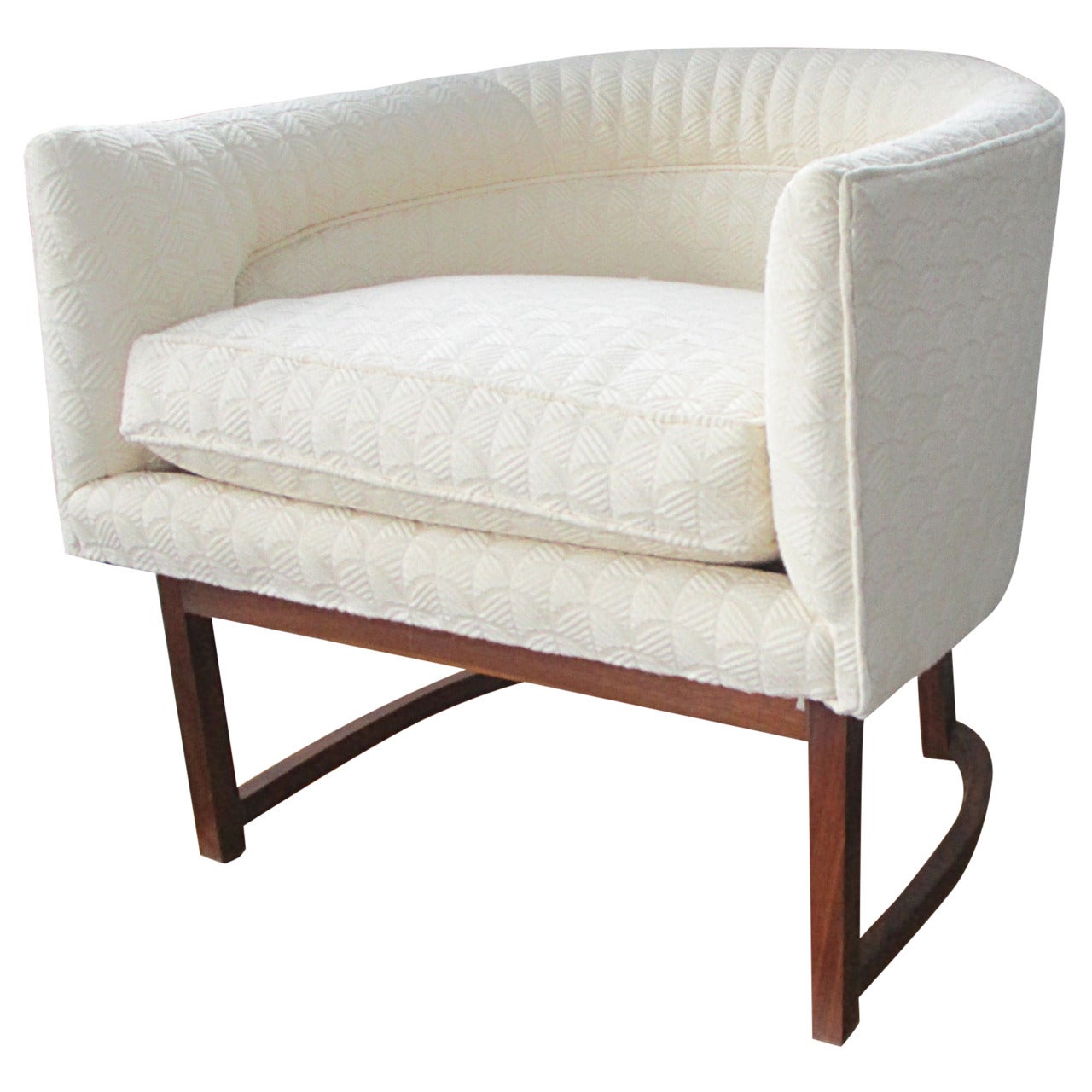 Upholstered Tub Chair on Walnut Base For Sale
