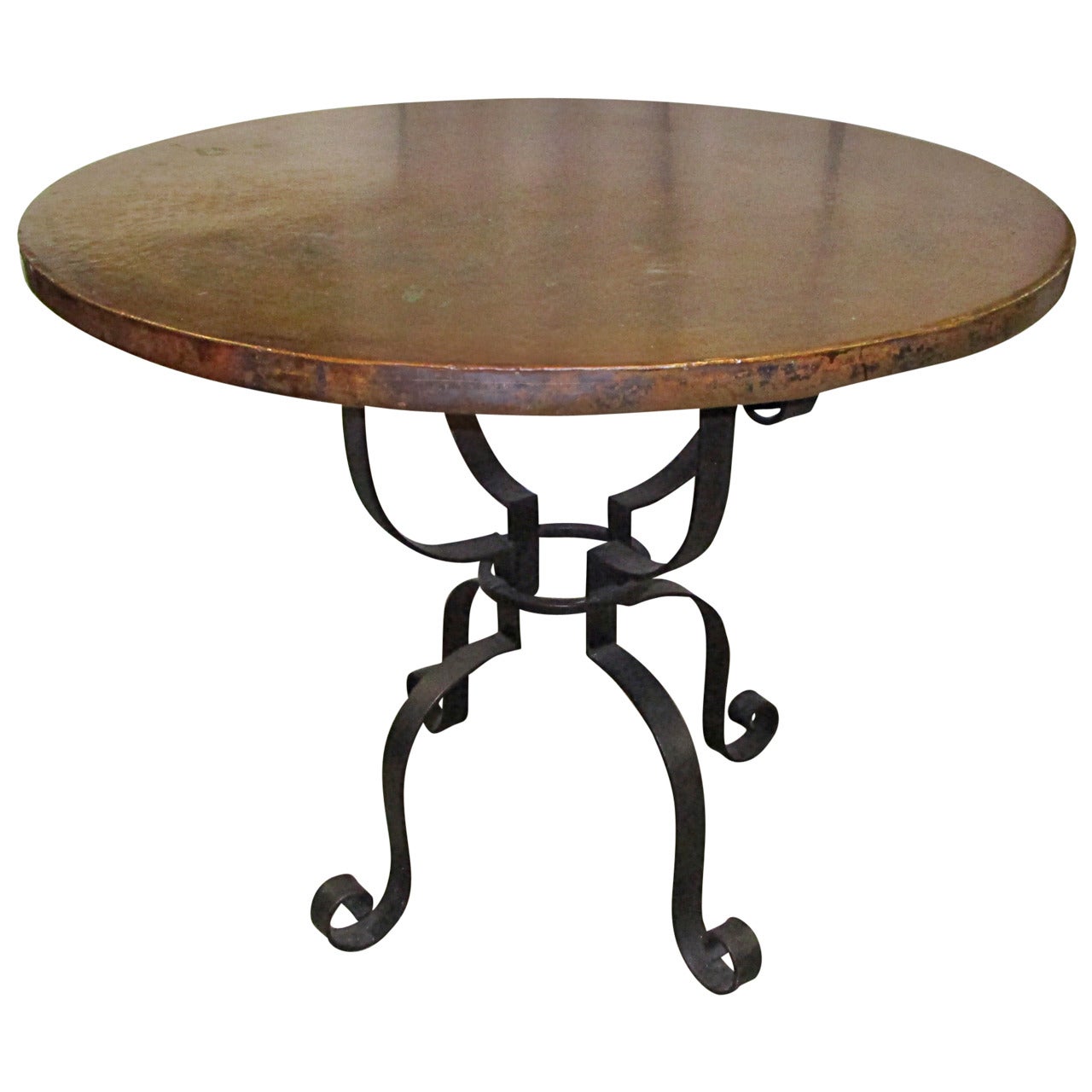 Hammered Copper and Forged Steel Occasional Table