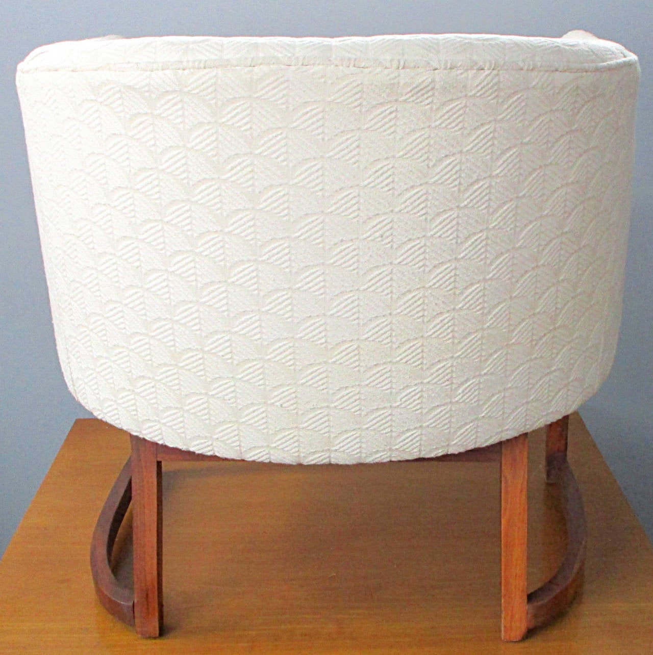 Upholstered Tub Chair on Walnut Base In Excellent Condition For Sale In Hudson, NY