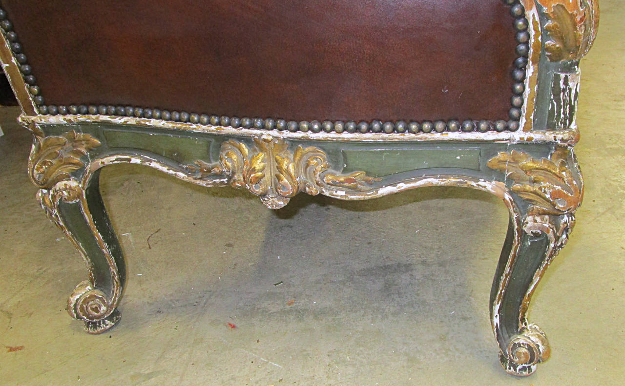 Louis XV Parcel-Gilt and Painted Carved Bergère 2