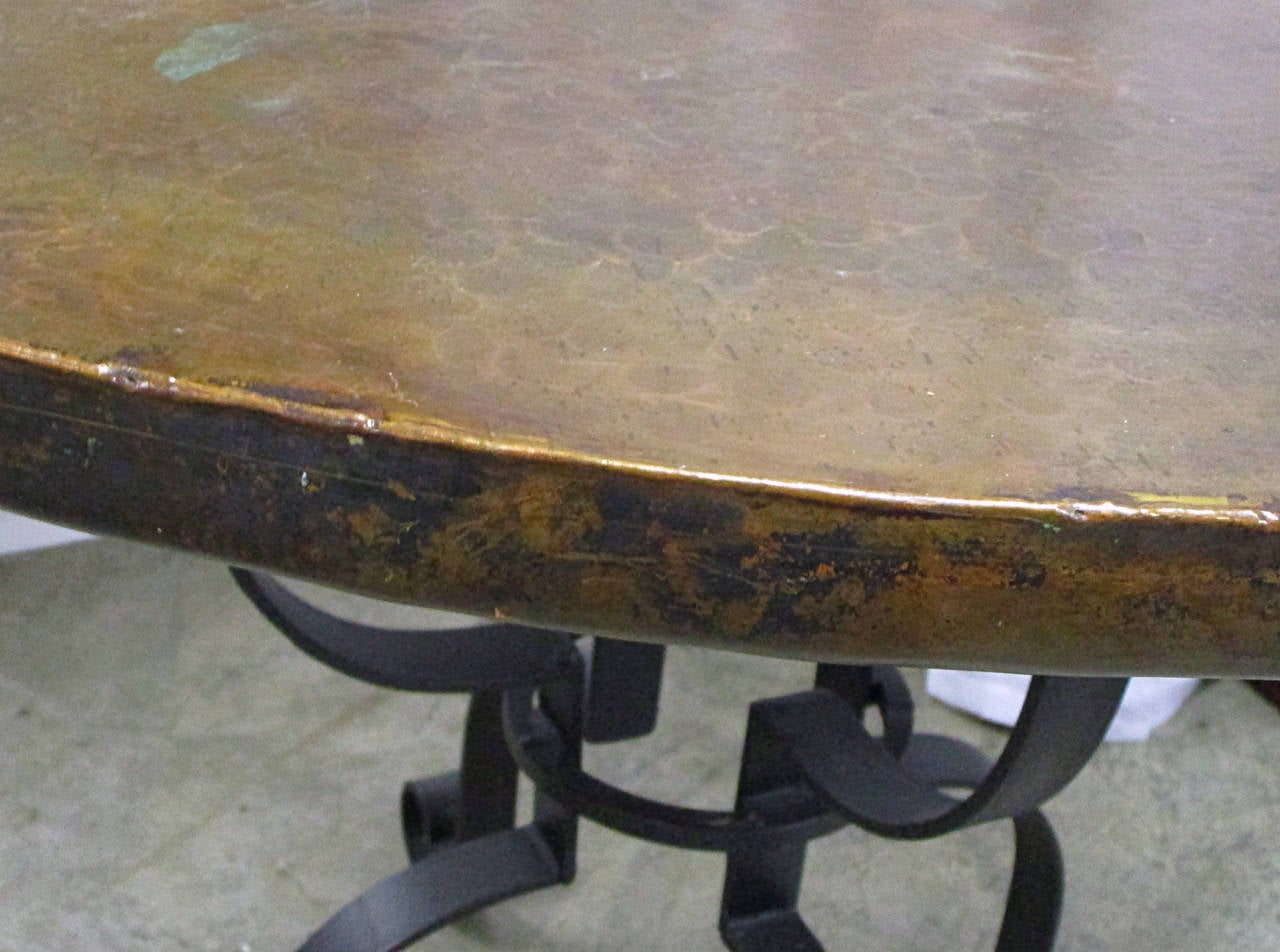 Mid-20th Century Hammered Copper and Forged Steel Occasional Table