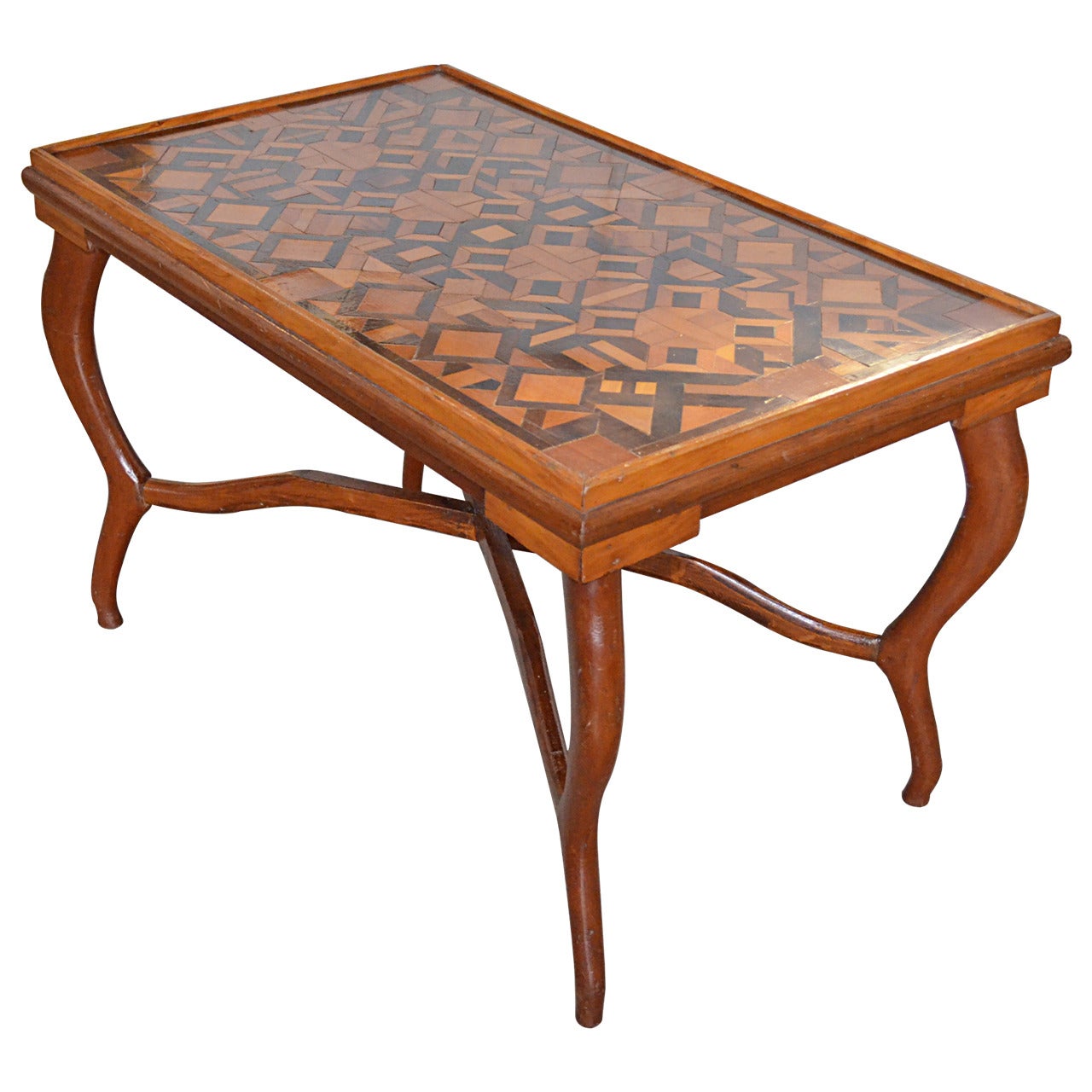 American Folk Art Parquetry Occasional Table For Sale
