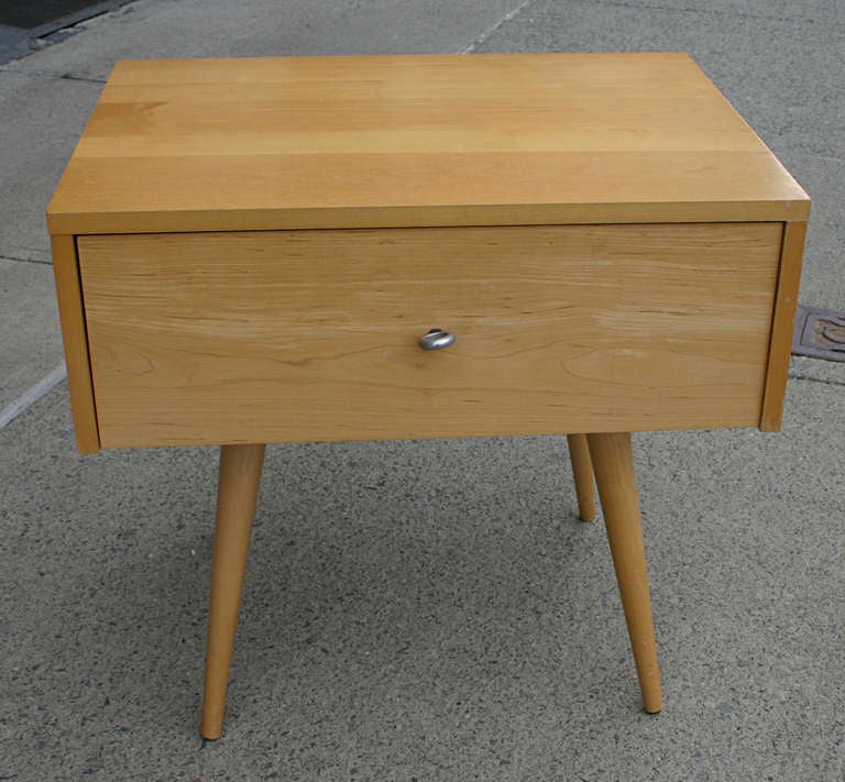 Mid-Century Modern Pair of One Drawer Side Tables by Paul McCobb