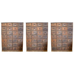 Antique Wall of Factory Drawers