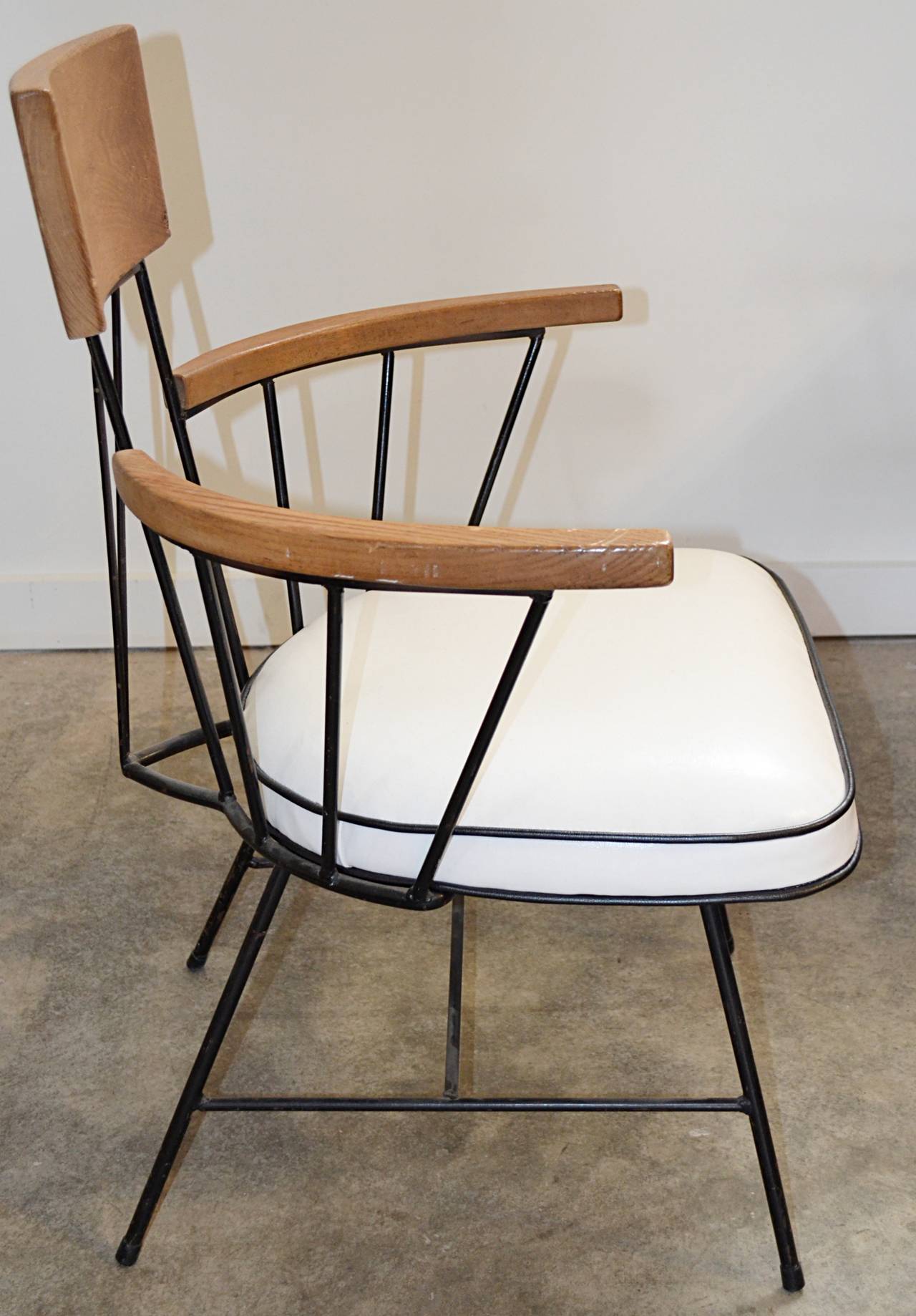 Mid-Century Modern Set of Four Iron and Ash Arm Chairs by Richard McCarthy for Selrite