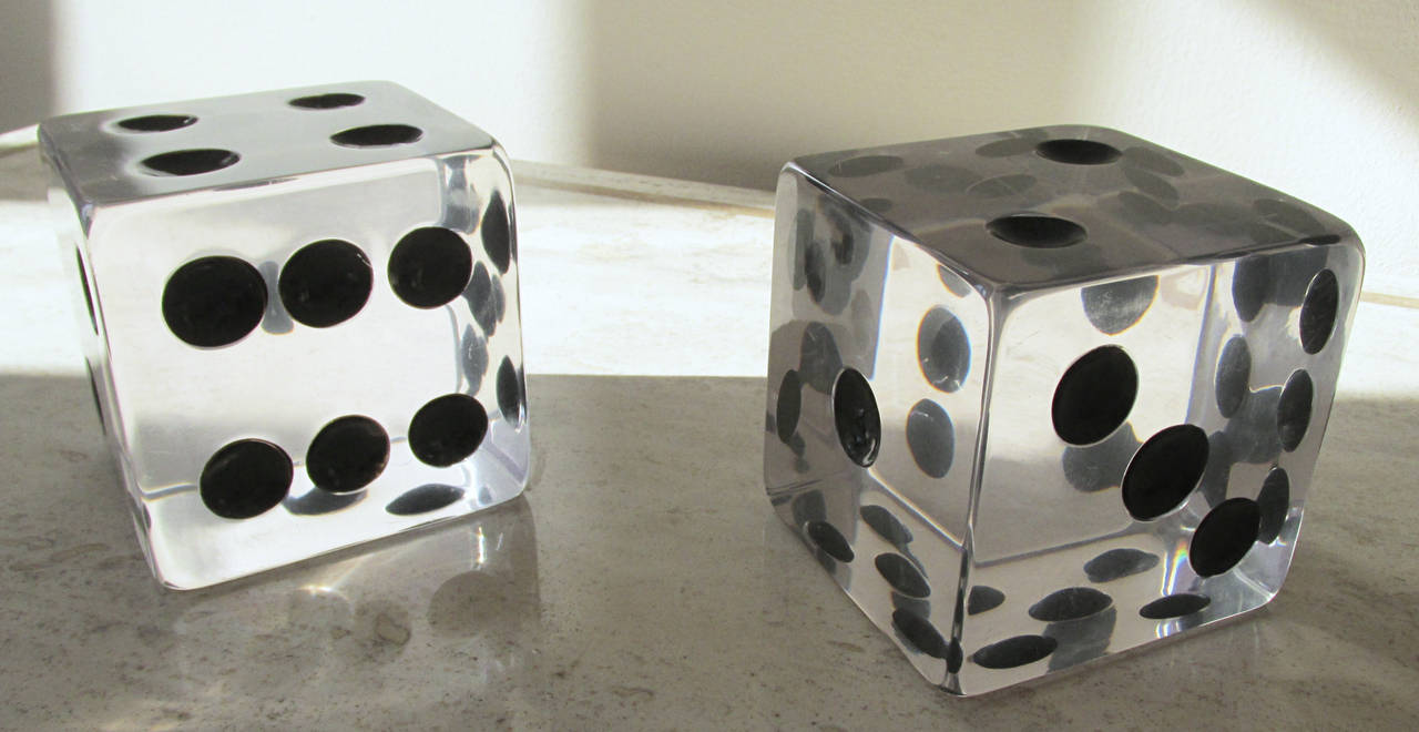 Mid-Century Modern Lucite Dice Bookends