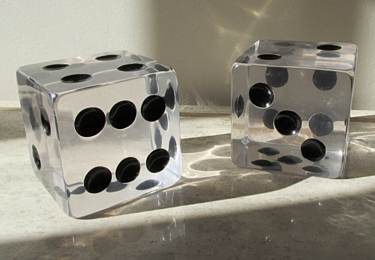 Lucite Dice Bookends In Excellent Condition In Hudson, NY
