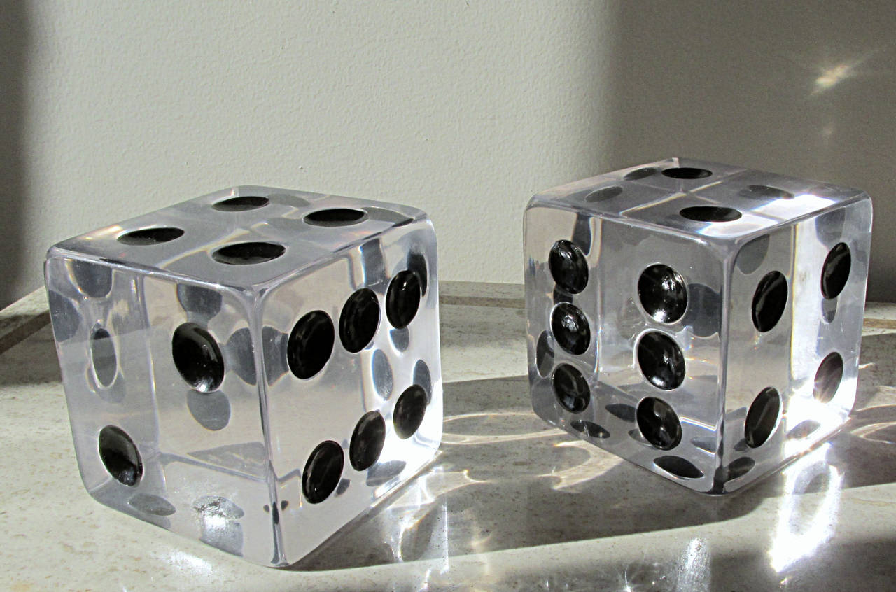 Mid-20th Century Lucite Dice Bookends