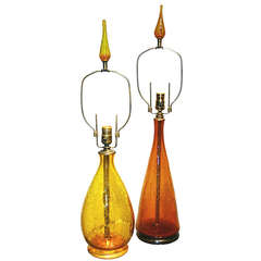 Vintage Blenko Glass Table Lamps