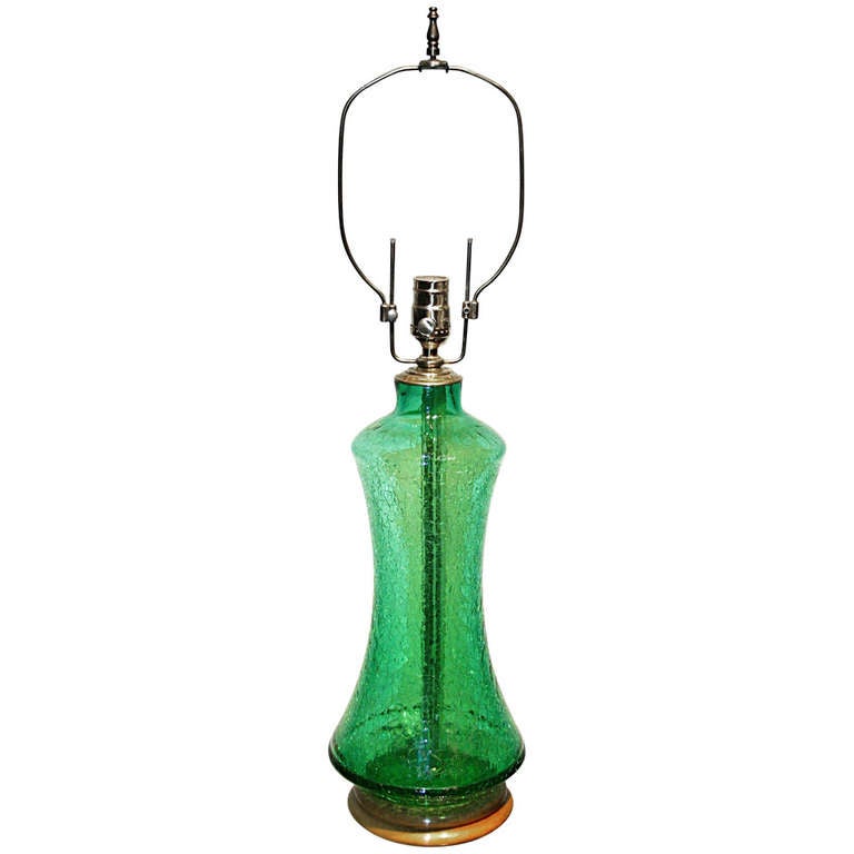 Blenko Crackle Glass Table Lamp at 1stDibs
