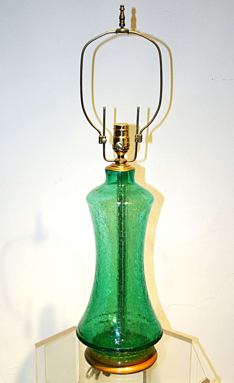 Blenko Crackle Glass Table Lamp at 1stdibs