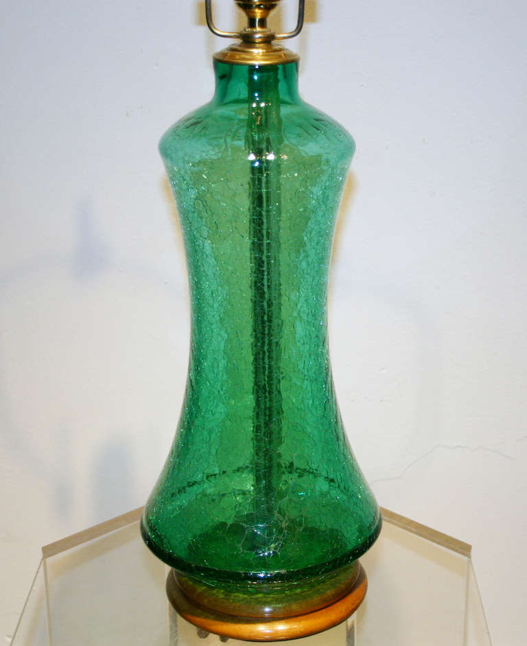 Mid-Century Modern Blenko Crackle Glass Table Lamp