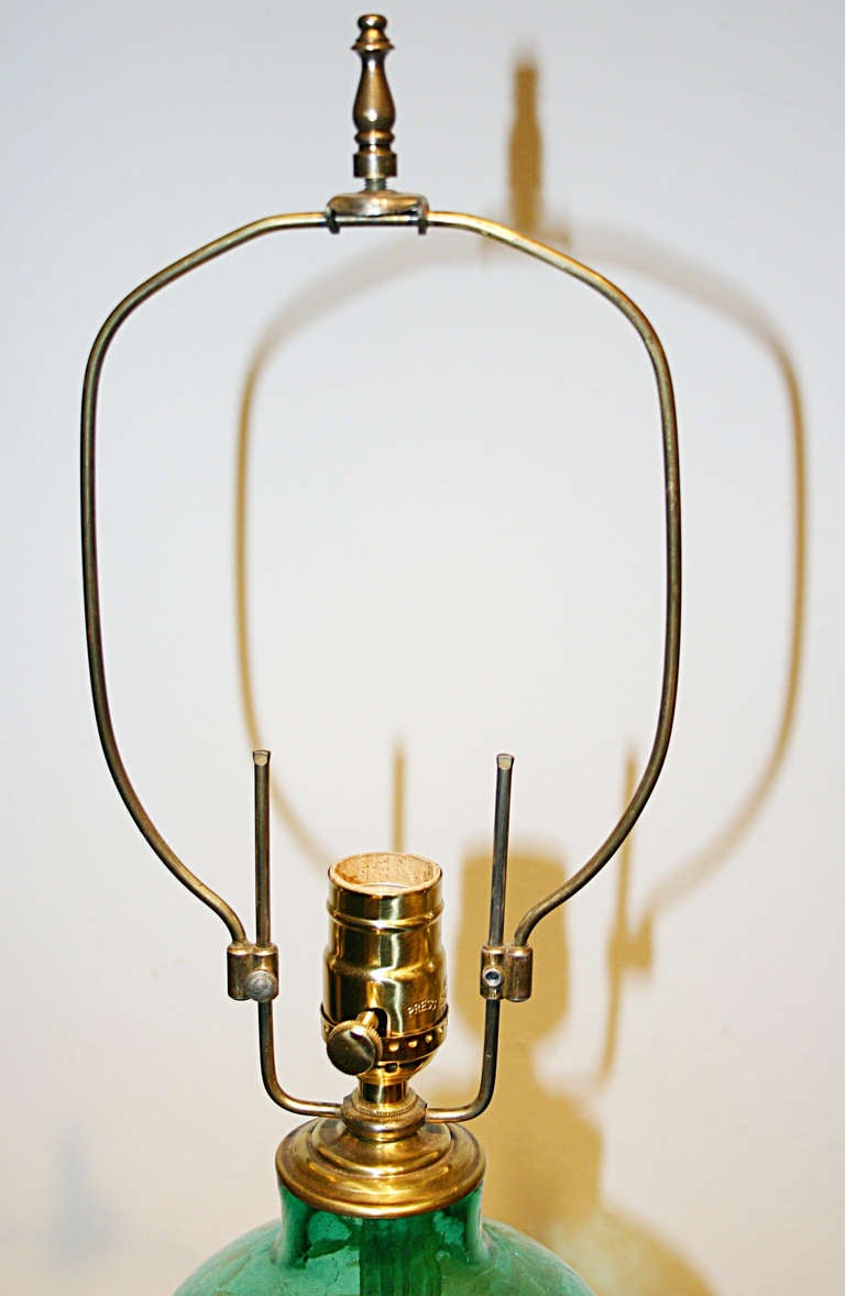American Blenko Crackle Glass Table Lamp