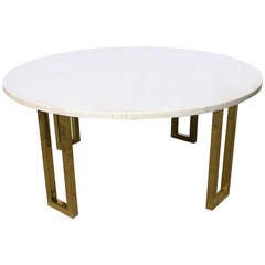 Travertine and Brass Cocktail Table