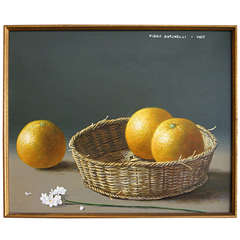 Ölgemälde auf Tafel mit Oranges, Piero Antonelli 1969