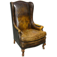High Leather Wingback Chair