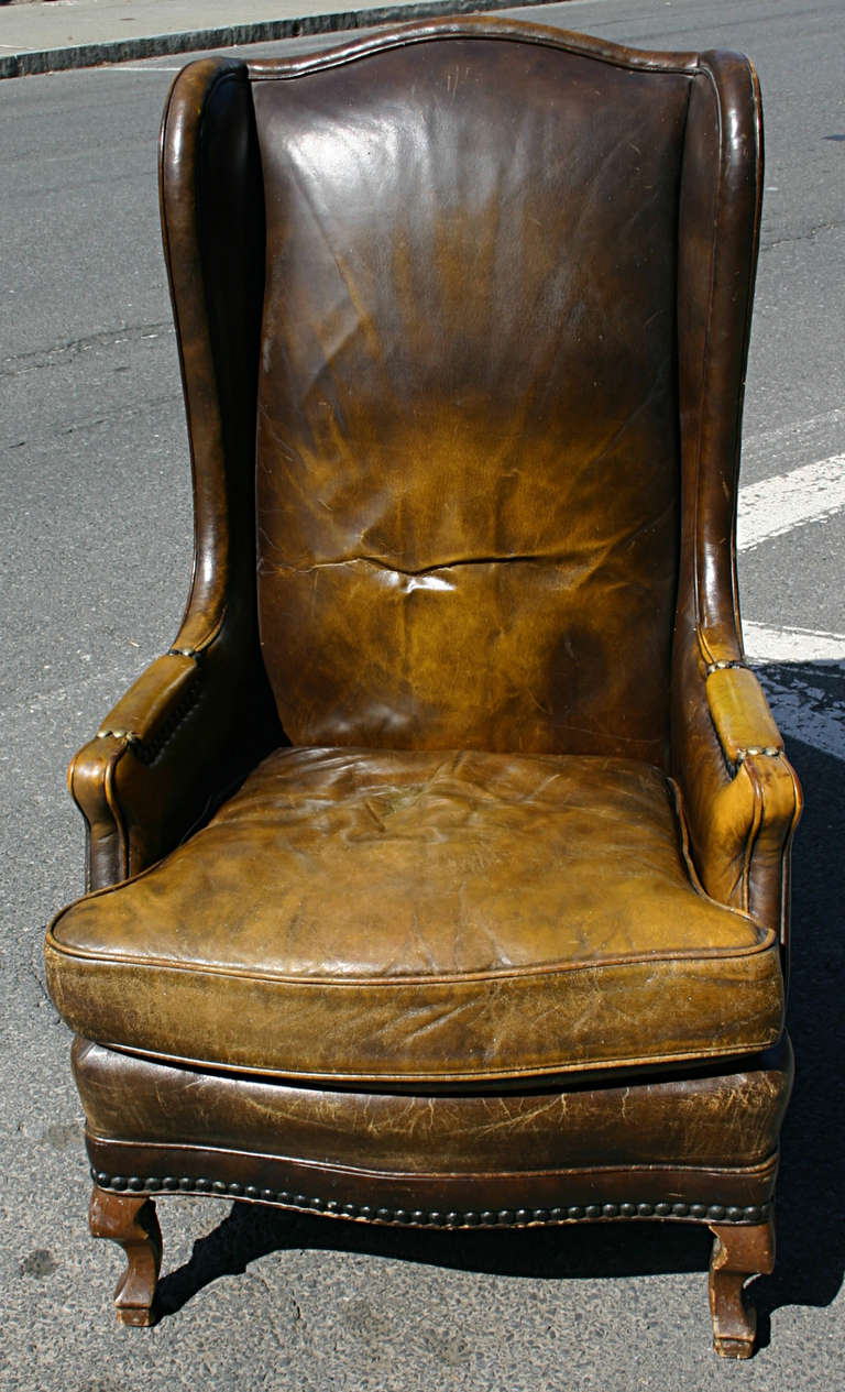 high back leather wingback chair