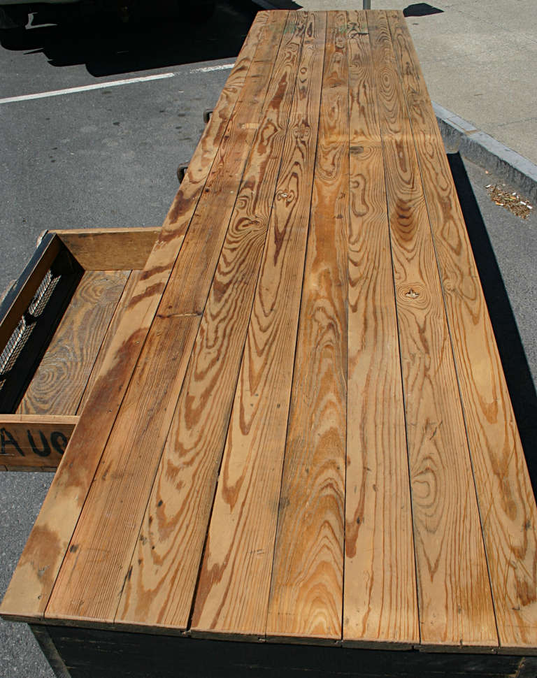 Primitive Six Legged Farm House Long Work Table