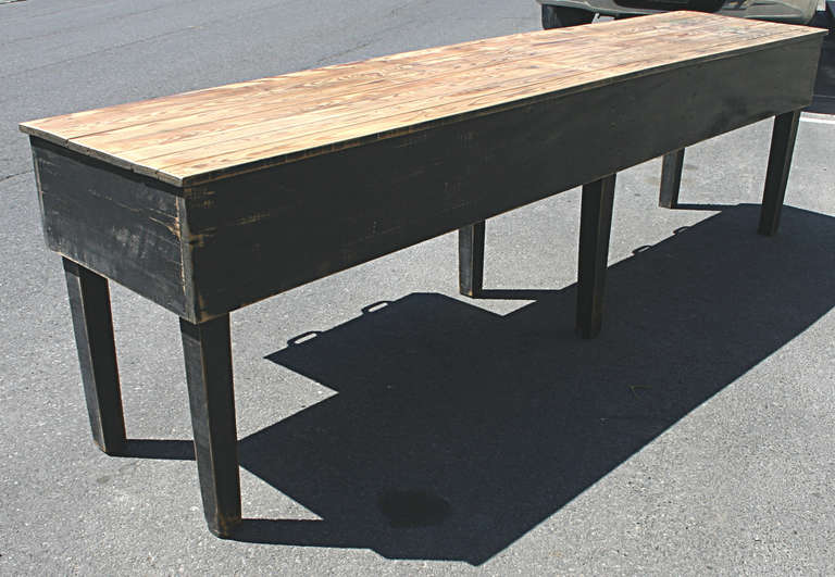 Six Legged Farm House Long Work Table In Excellent Condition In Hudson, NY