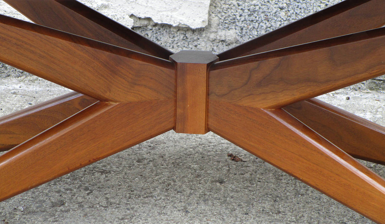 Travertine and Walnut Cocktail Table by Rene Brancusi