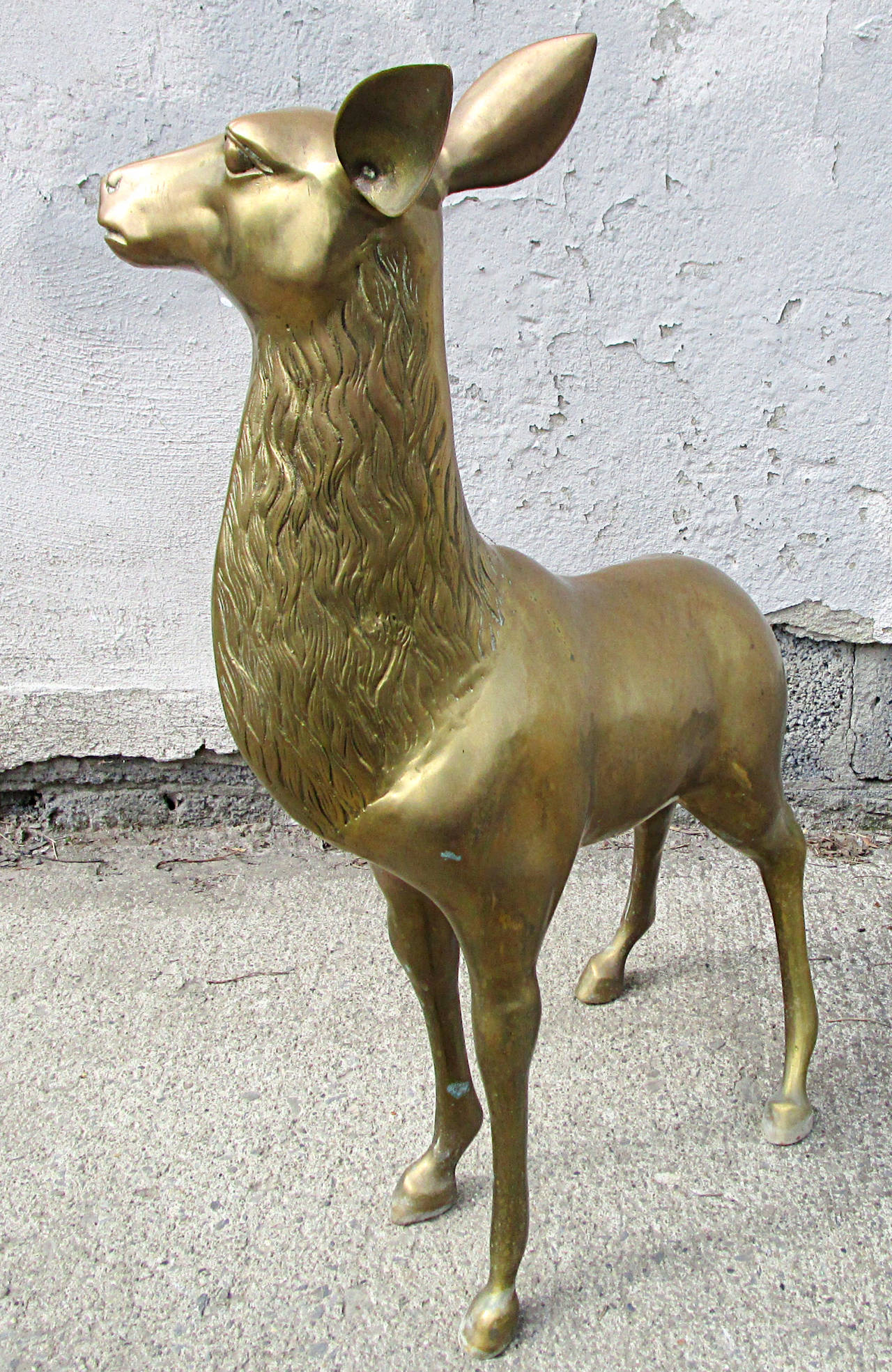 Large Brass Bull Elk / Deer and Doe Sculpture In Excellent Condition In Hudson, NY
